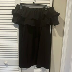Black off the shoulder minidress. Comes with pockets slightly worn